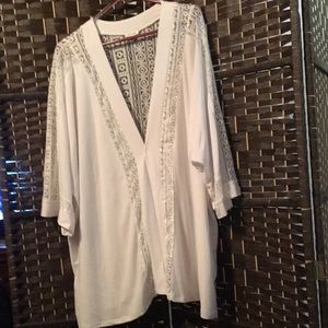 White lace and nylon sweater